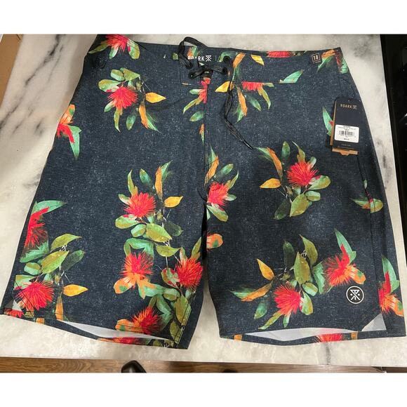 Roark Passage 18” La Selva Boardshorts Men’s 33 Floral Hemp Blend Surf Swim NWT - Picture 1 of 10